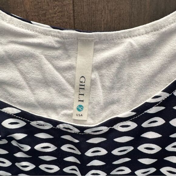 Gilli Blue and White Oval Geometric Print Fit & Flare Dress - Picture 4 of 5